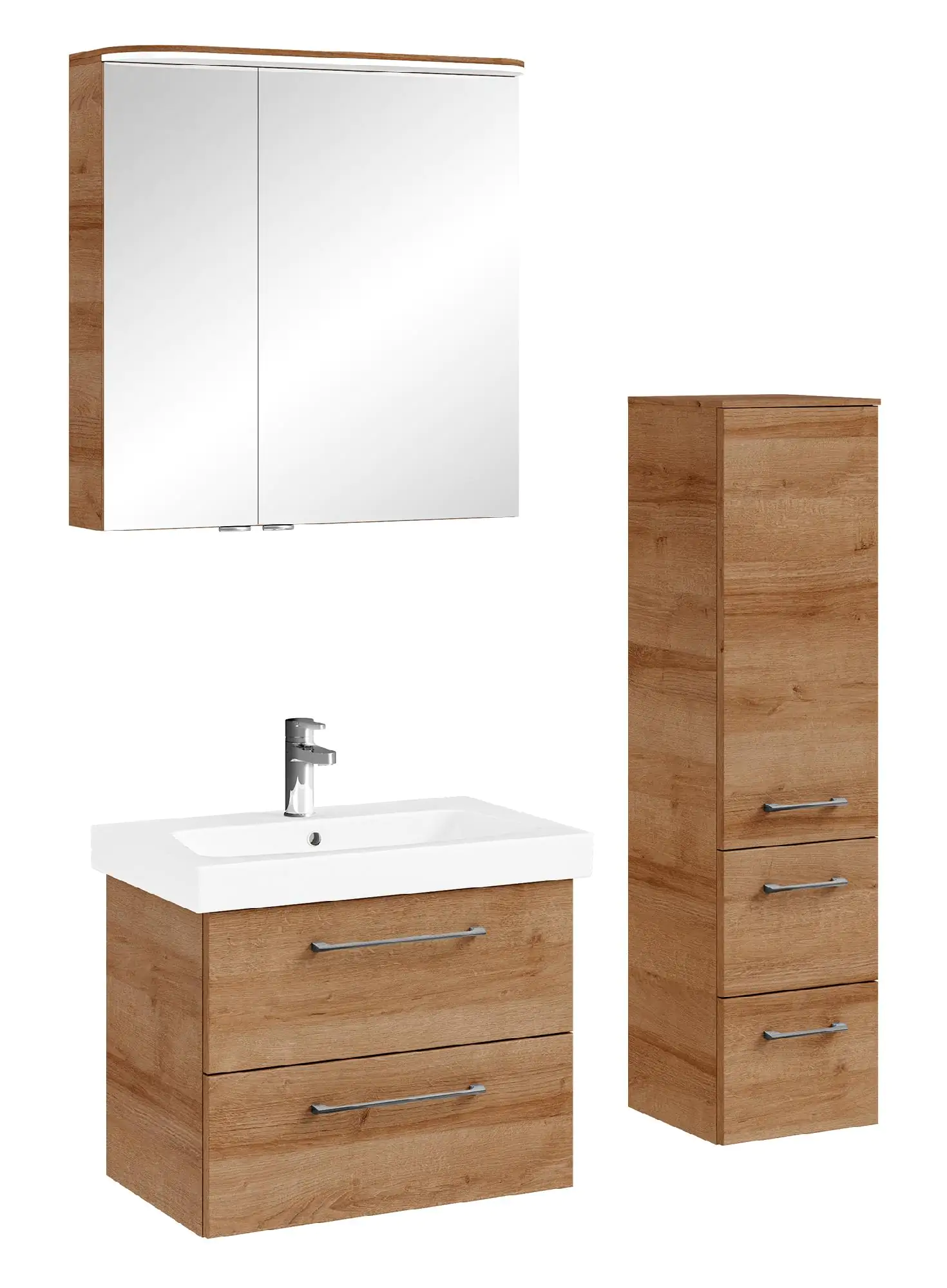 Pelipal Badmöbel-Set Riviera Eiche quer mit Kranz-Leuchte + Midischrank 100 cm Pelipal Badmöbel-Set Riviera Eiche quer mit Kranz-Leuchte + Midischrank 100 cm