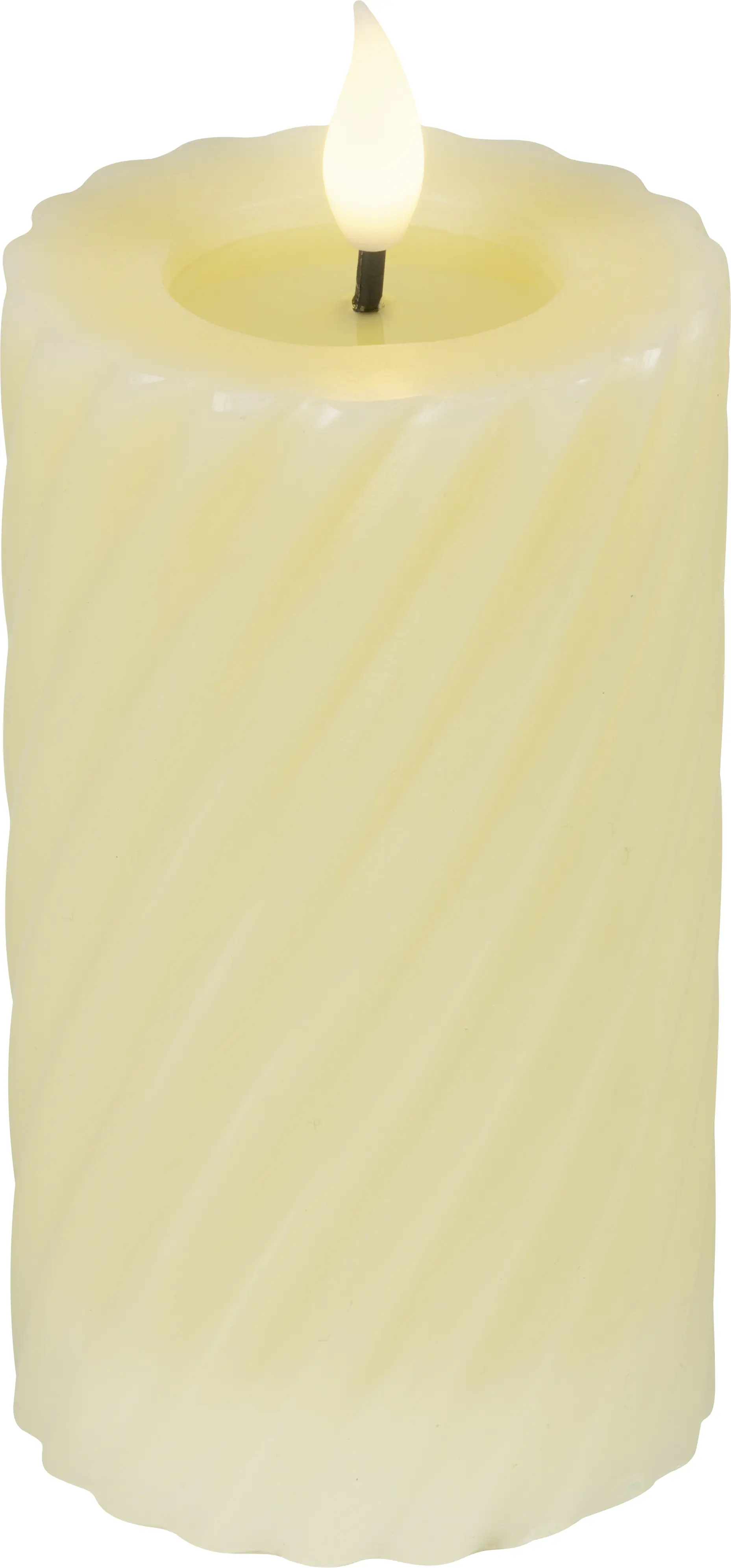 Lumineo LED Kerze mit Timer Ø 7,5 x 16 cm creme/warmweiß