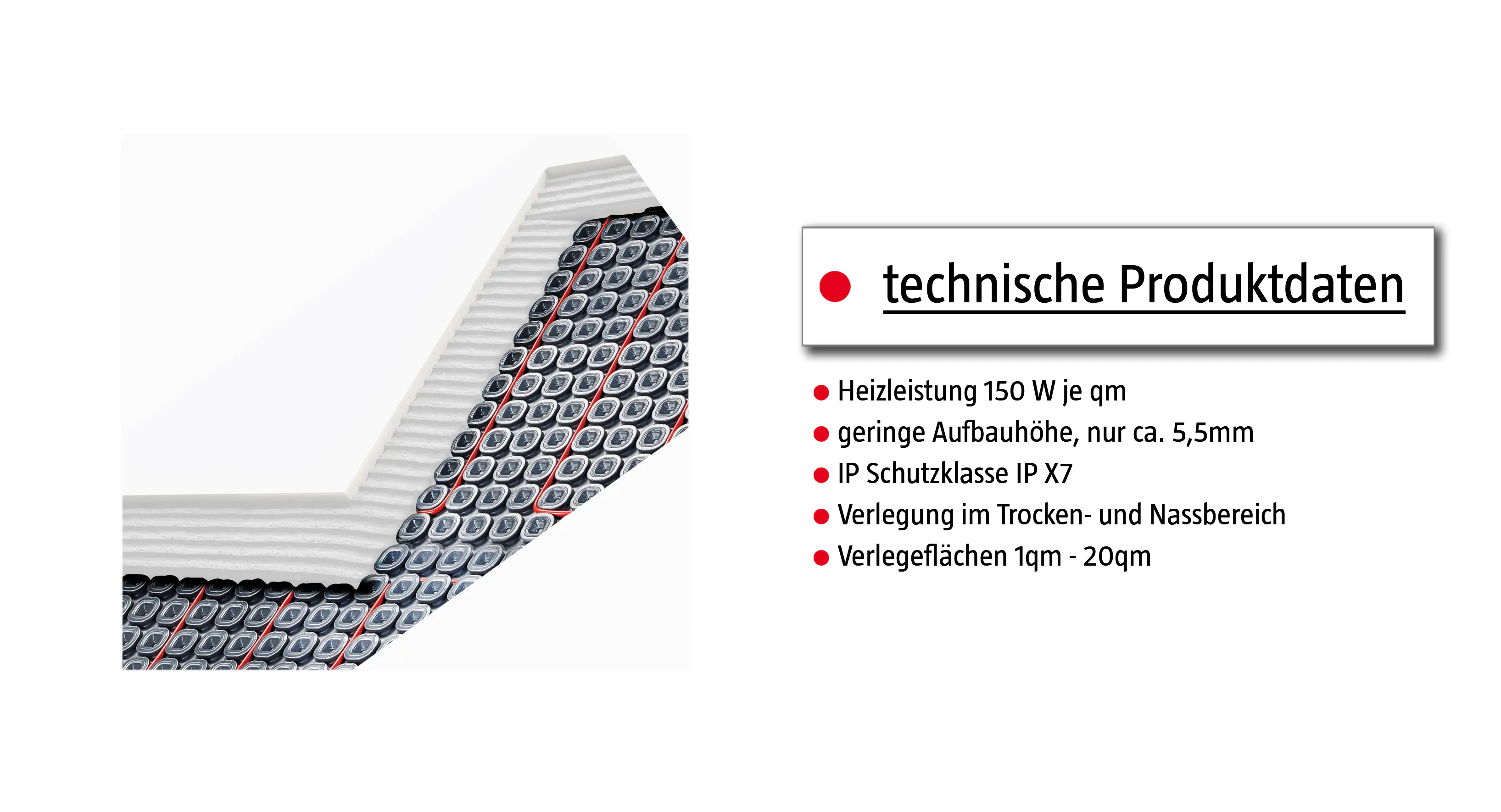 Jollytherm Fußbodenheizung Terraheat Plus 2m² 308 Watt