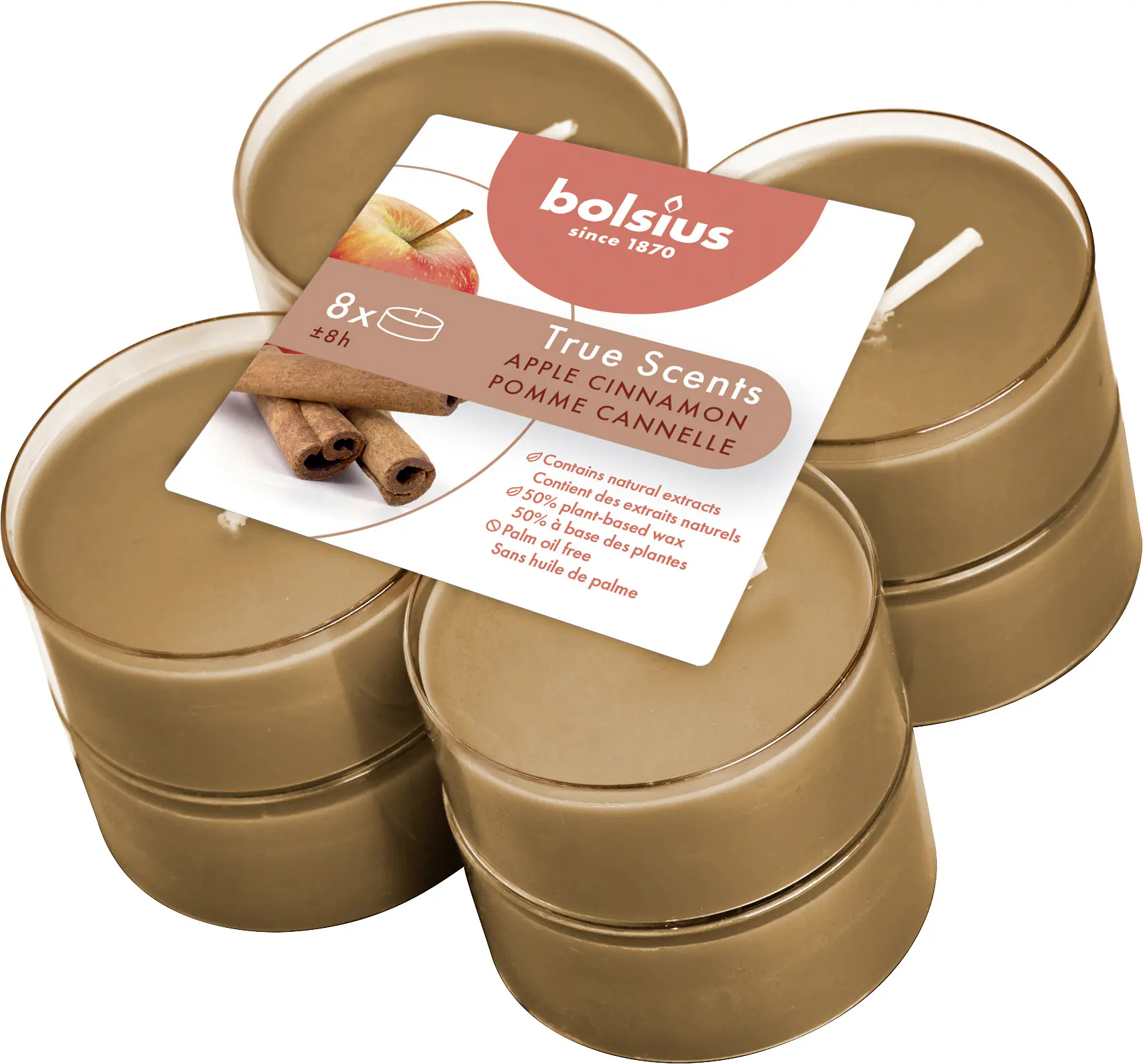 Bolsius Duftteelichter Maxi True Scents Apfel Zimt Ø 4,6 cm, 8er Pack Bolsius Duftteelichter Maxi True Scents Apfel Zimt Ø 4,6 cm, 8er Pack
