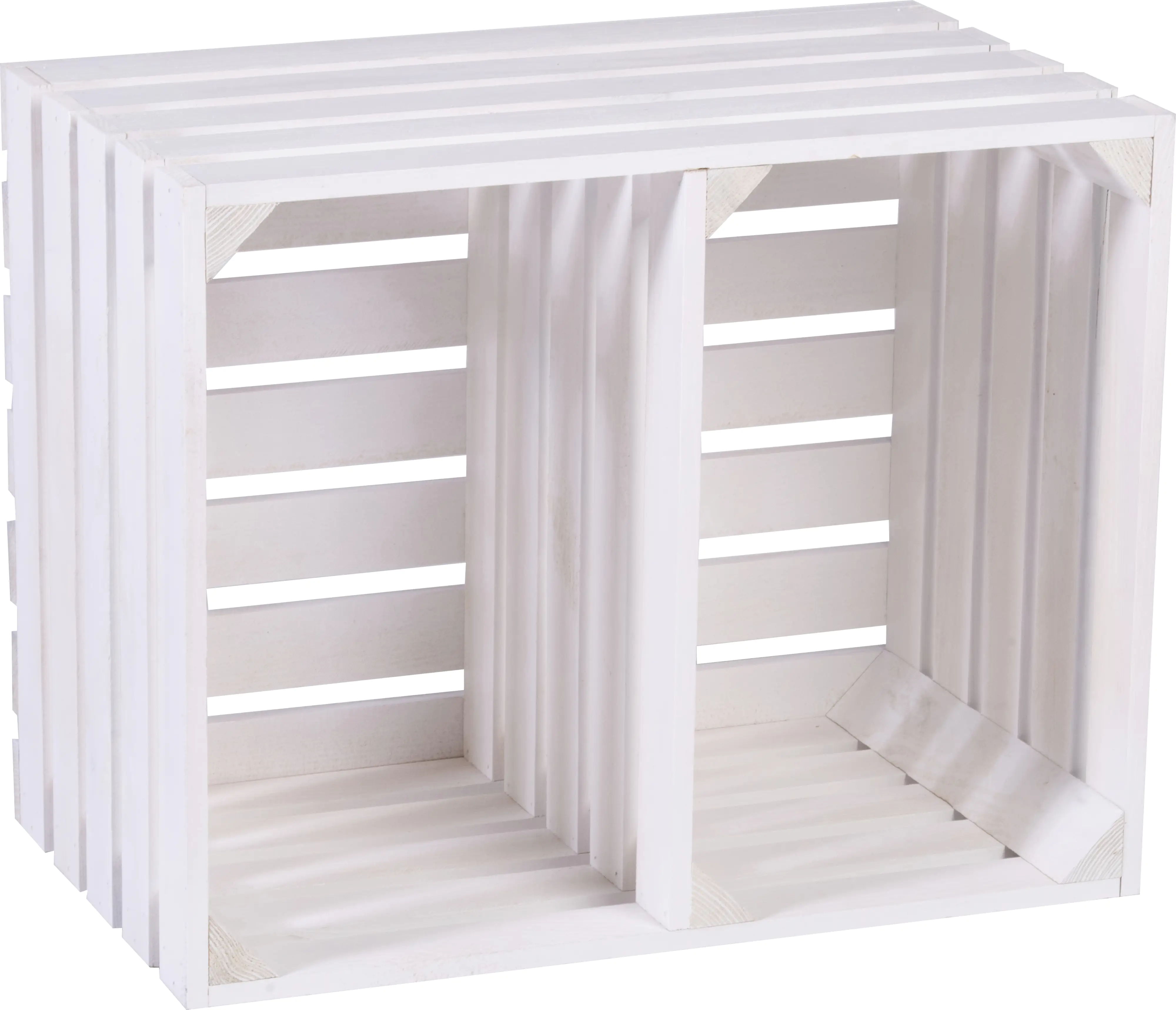 iWerk Holzkiste mit kurzem Mittelbrett weiß 50 x 40 x 30 cm