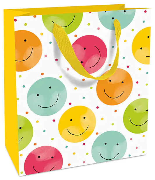 Geschenktasche lachende Smileys 18 x 21 cm
