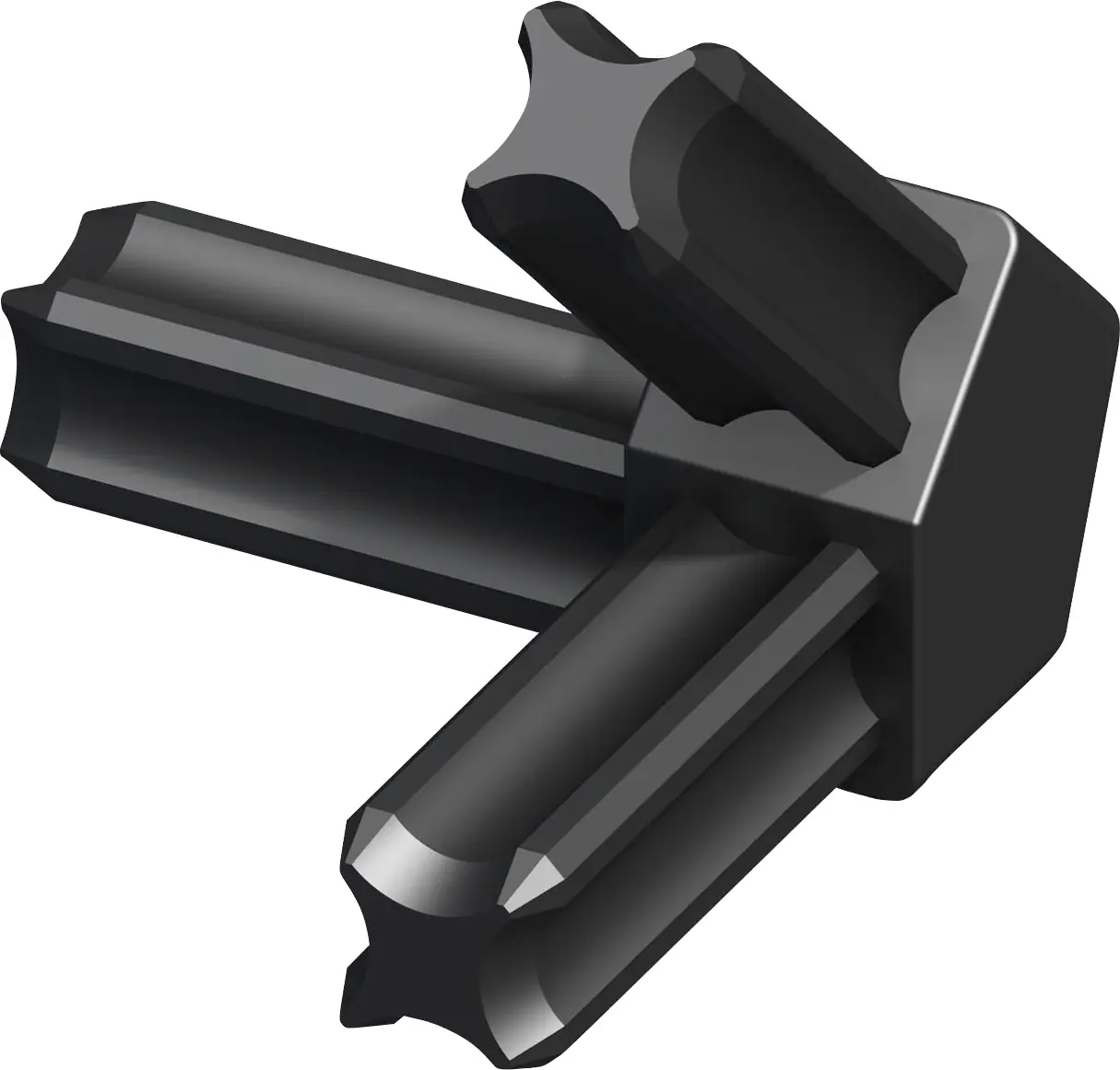 alfer Eck-Verbinder 45º rechts, 3 Zapfen 7.5 mm 7.5 mm Kunststoff schwarz