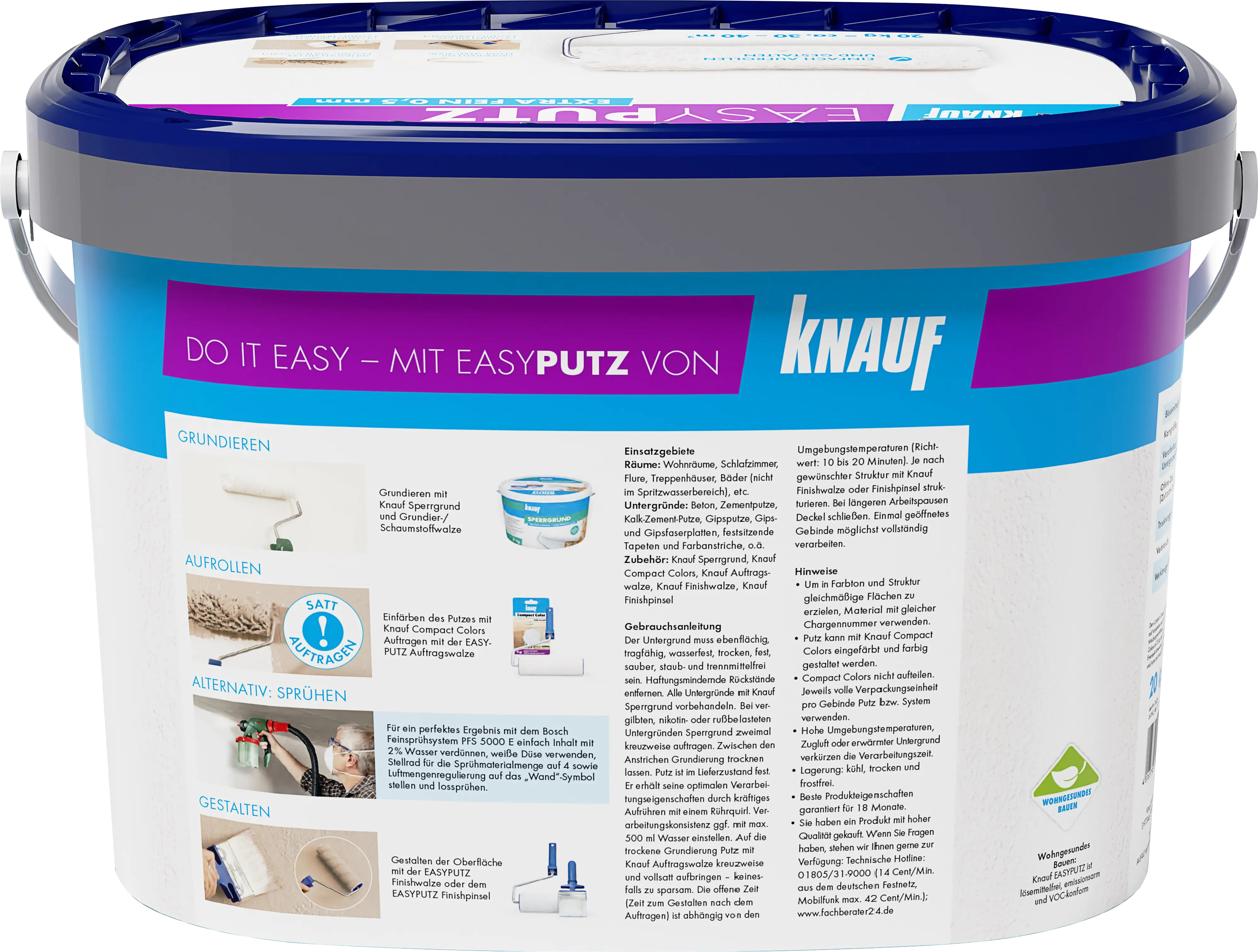 Knauf EasyPutz Streichputz 20 kg 0,5 mm weiß Knauf EasyPutz Streichputz 20 kg 0,5 mm weiß