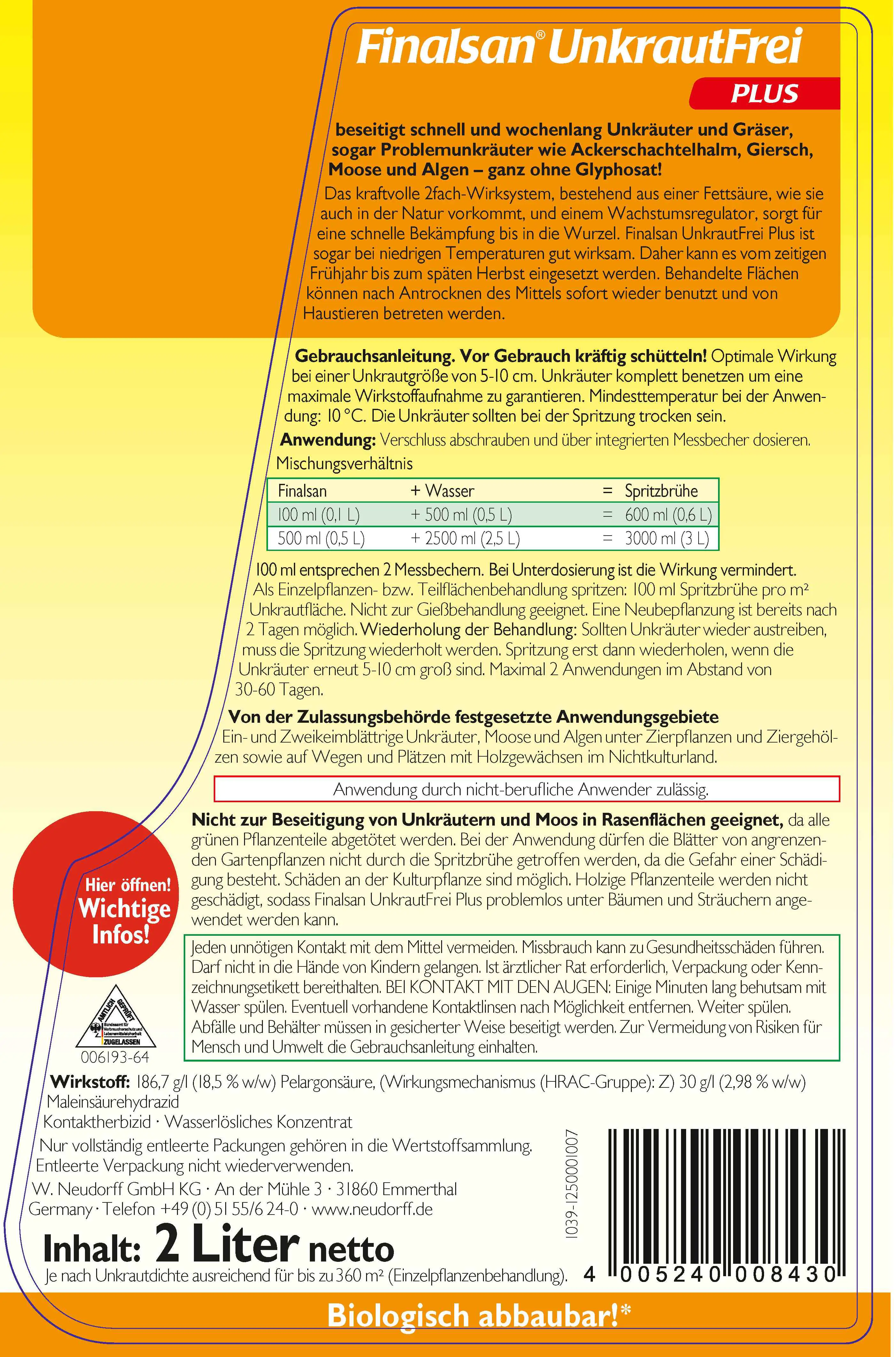 Finalsan UnkrautFrei Plus 2 L