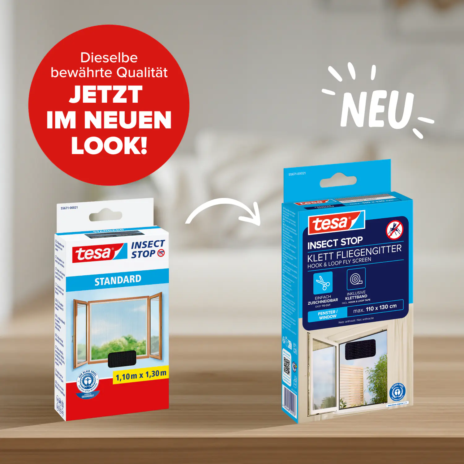 tesa Fliegengitter 110 x 130 cm anthrazit individuell kürzbar