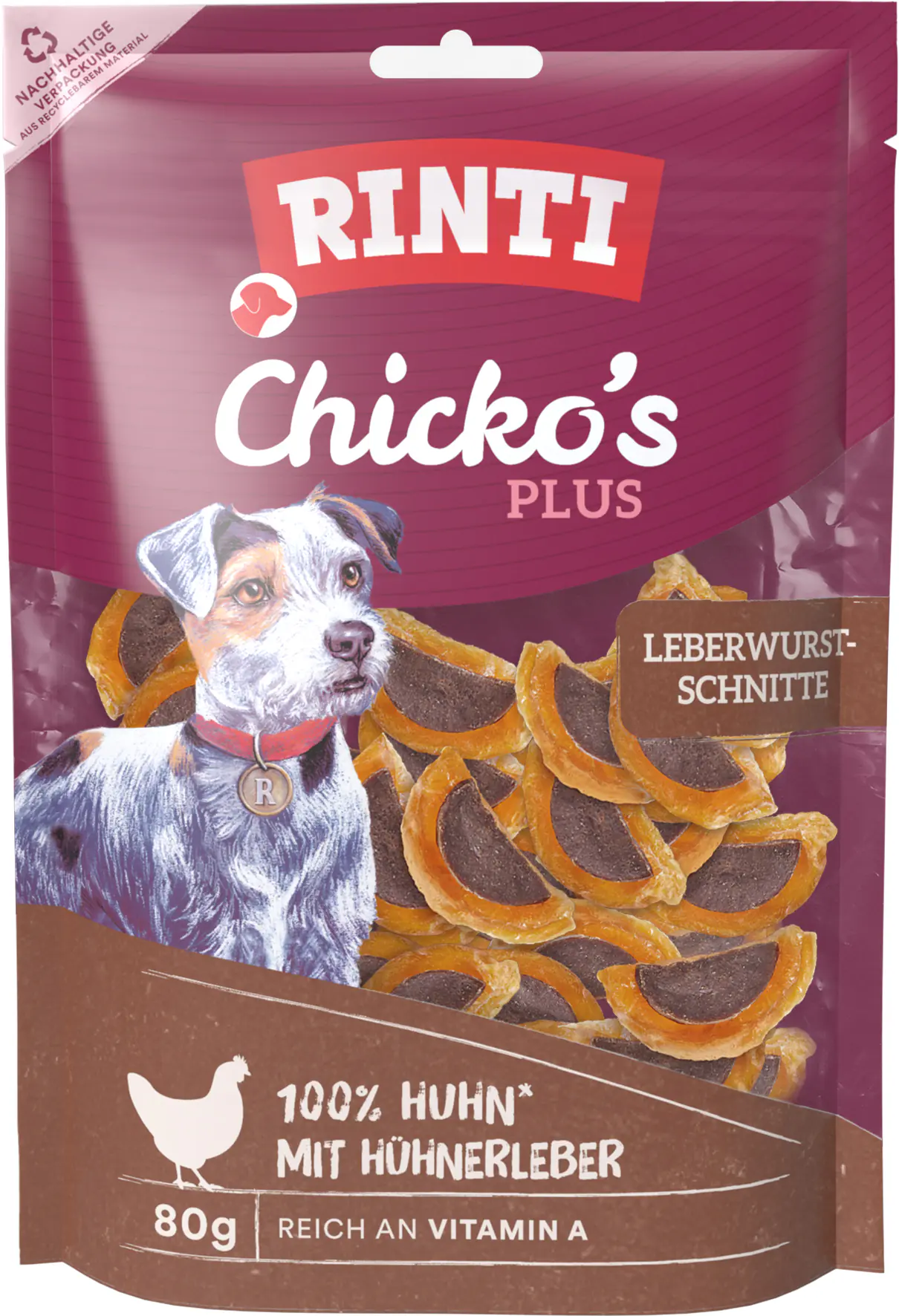 Rinti Chicko Plus Hundesnack Leberwurstschnitten 80 g