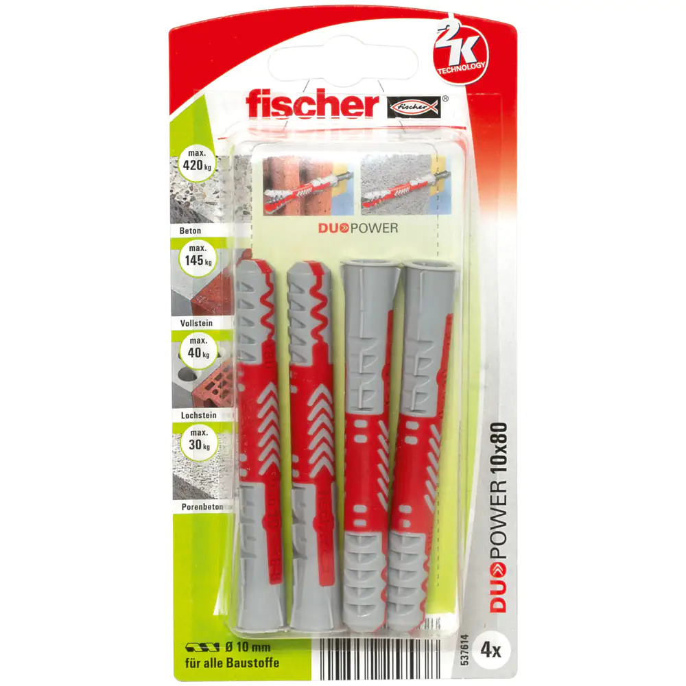 Fischer Dübel Duopower 10.0 x 80 mm - 4 Stück