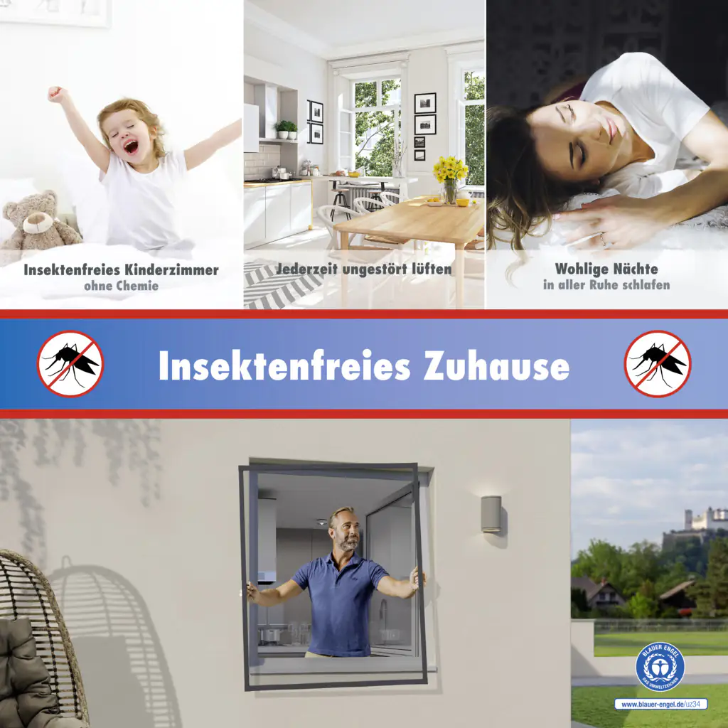 TrendLine Fliegenschutz-Fenster 120 x 150 cm schwarz/anthrazit kürzbar