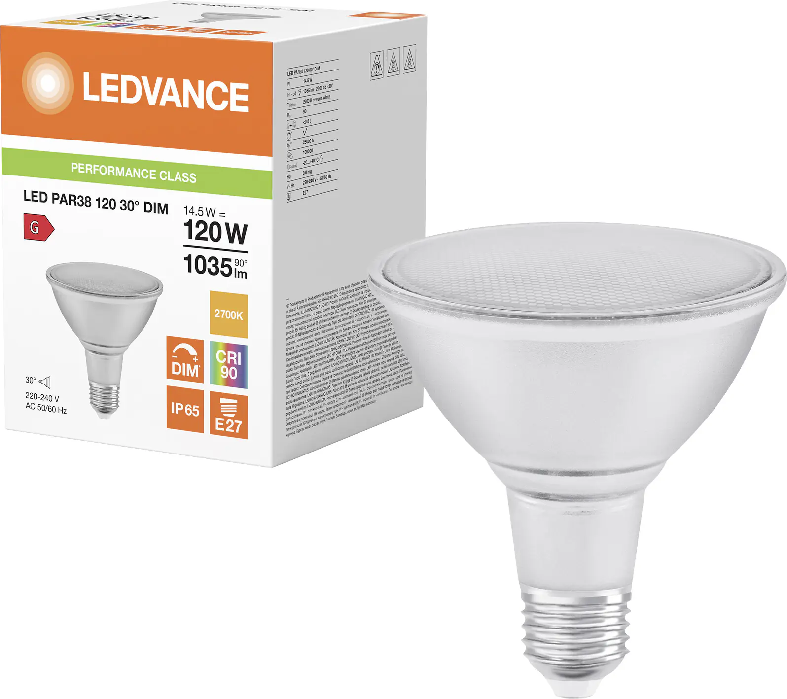 Ledvance LED Leuchtmittel E27 PAR38 30° 4,5W dimmbar warmweiß