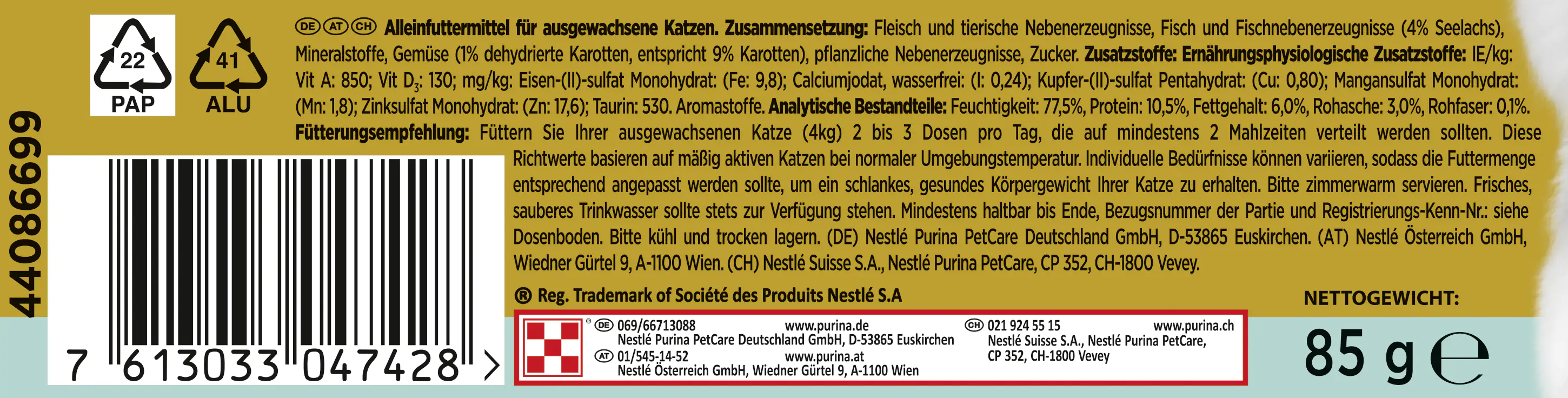 7613033047428_3201422 Gourmet Gold Feine Pastete mit Seelachs & Karotten 85 g