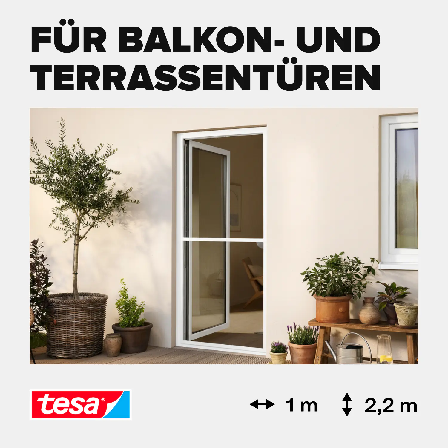 tesa Fliegengitter-Tür Comfort Alurahmen 100 x 220 cm weiß