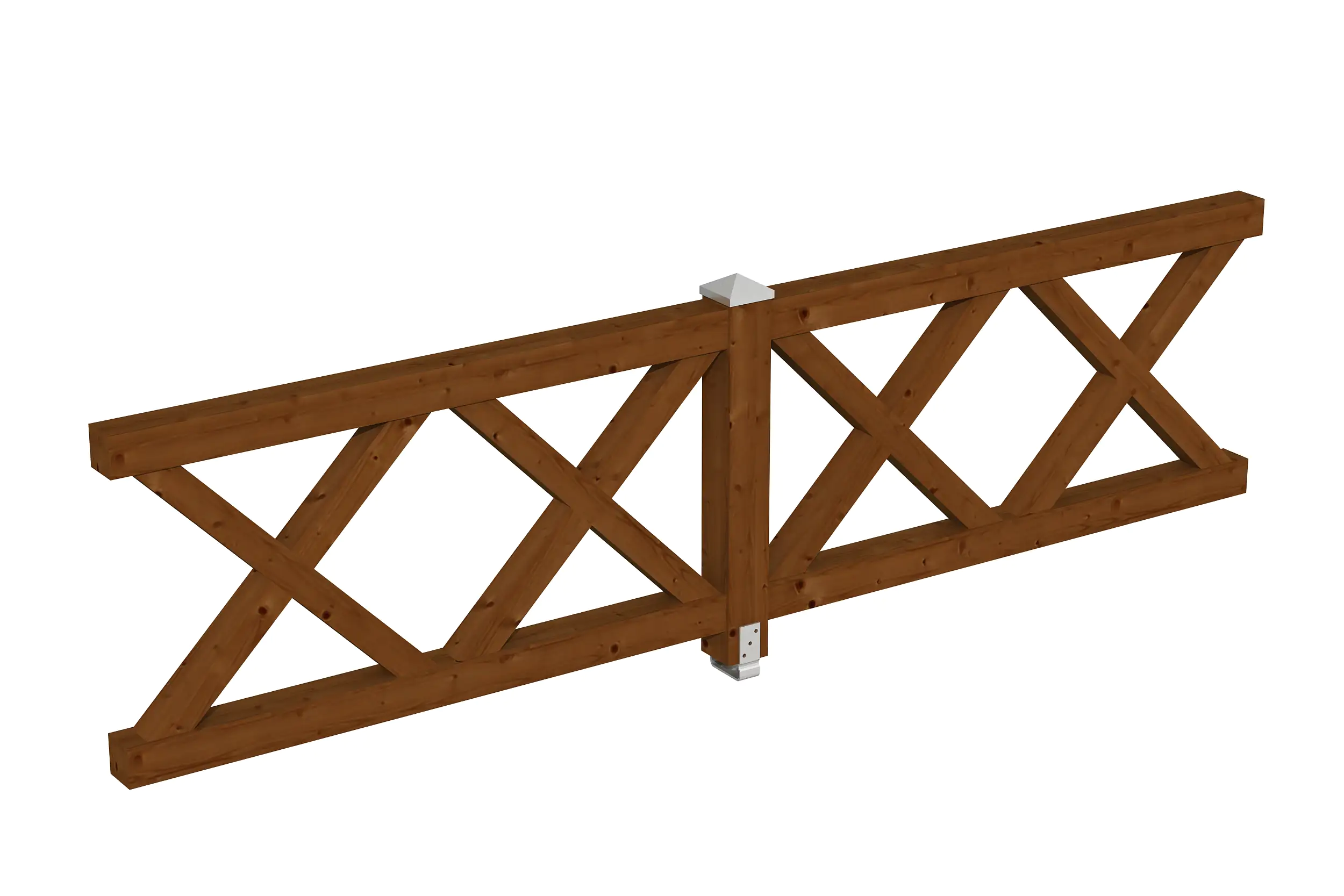 SKAN HOLZ Brüstung Andreaskreuz 335 x 84 cm, Fichte, lasiert in Nussbaum