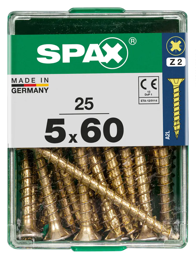Spax Universalschrauben 5.0 x 60 mm PZ 2 - 25 Stk. Spax Universalschrauben 5.0 x 60 mm PZ 2 - 25 Stk.