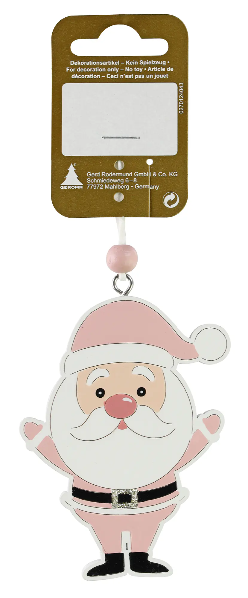 Dekohänger Santa Holz 9 x 7 cm rosa Dekohänger Santa Holz 9 x 7 cm rosa