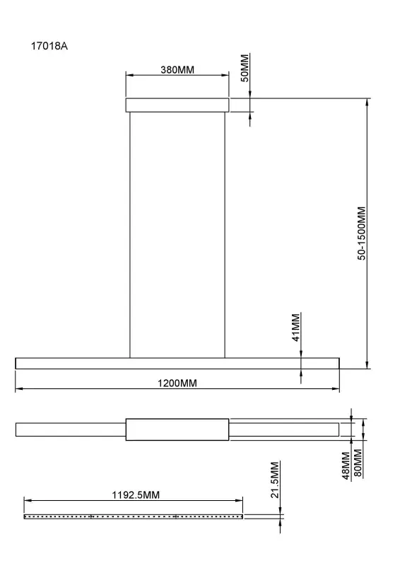 Globo Hängeleuchte Cody 120 x 150 cm L x B x H gebürstet