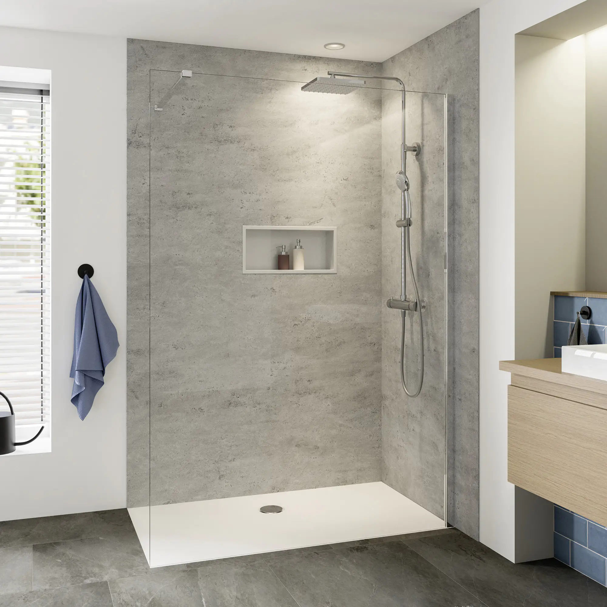 Breuer Seitenwand Panorama 140 x 200 cm Alu chrom Klarglas inkl. CER