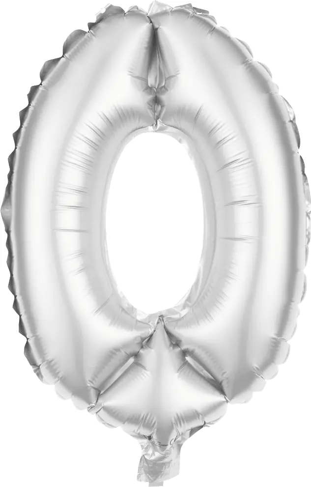 Folienballon Zahl 0 silber 100 cm Folienballon Zahl 0 silber 100 cm