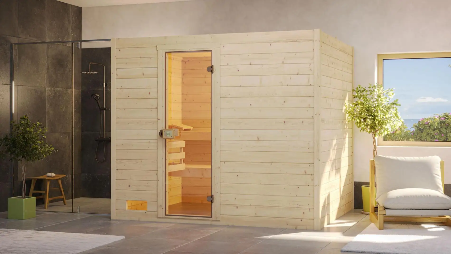 Weka Massivholz-Sauna Valida Gr. 4 Sparset 9,0 kw