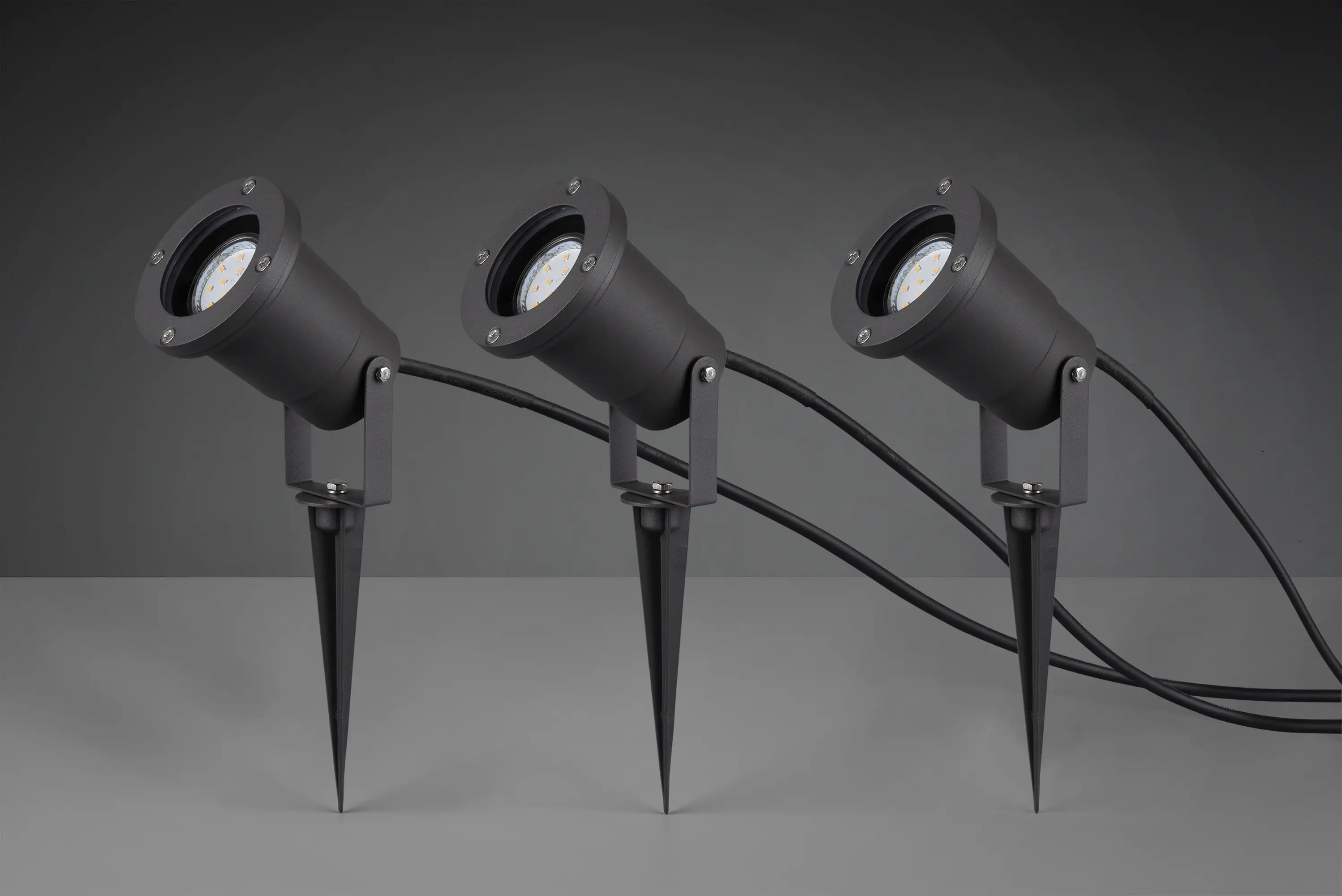 Trio Gartenstrahler 3er Spot Ubangi anthrazit GU10