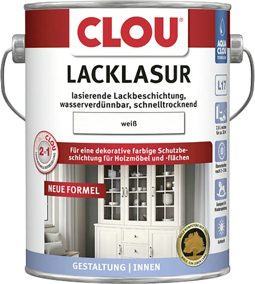 Clou Lacklasur 750 ml weiß Clou Lacklasur 750 ml weiß