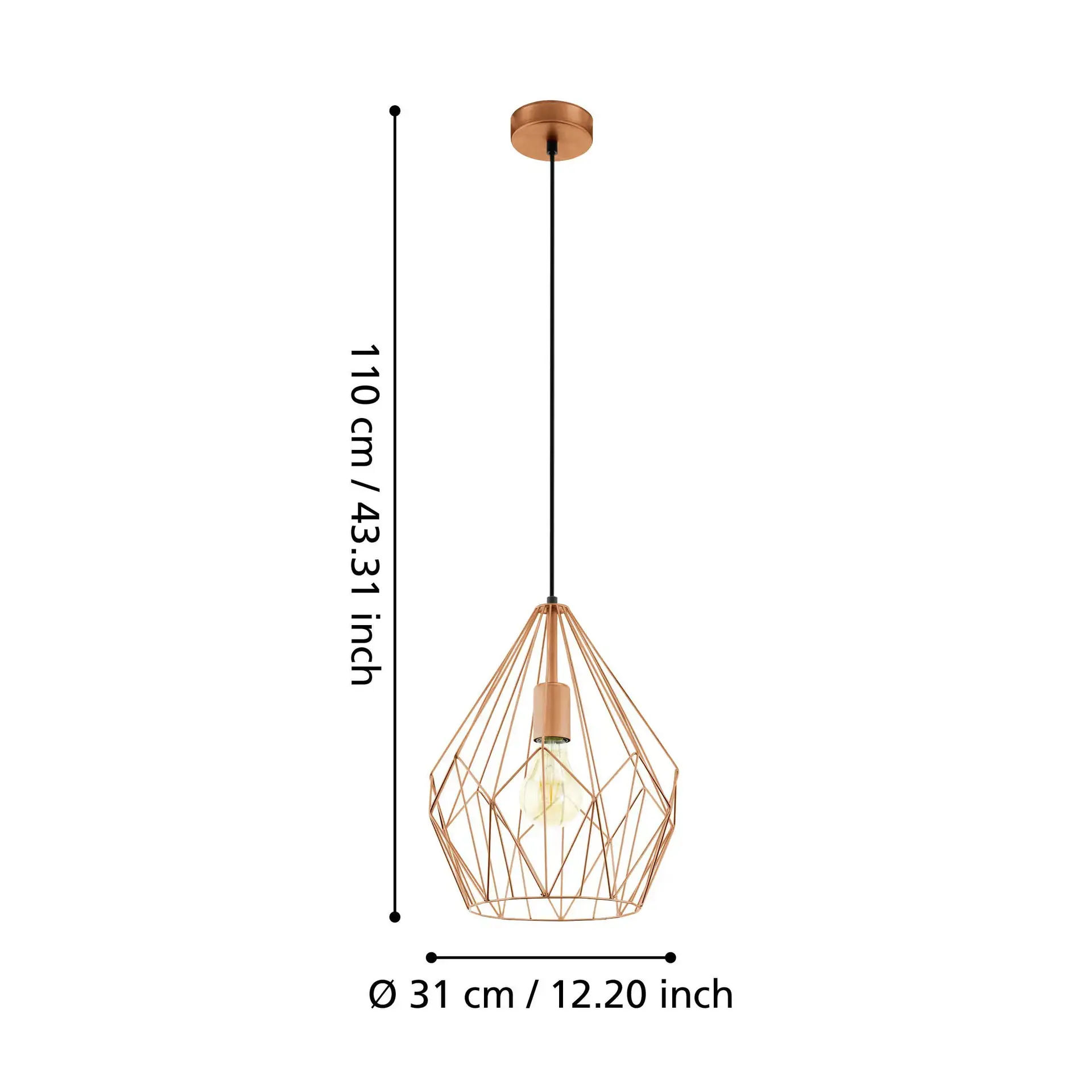 Eglo Pendelleuchte Carlton kupfer Ø 31 cm E27 Eglo Pendelleuchte Carlton kupfer Ø 31 cm E27