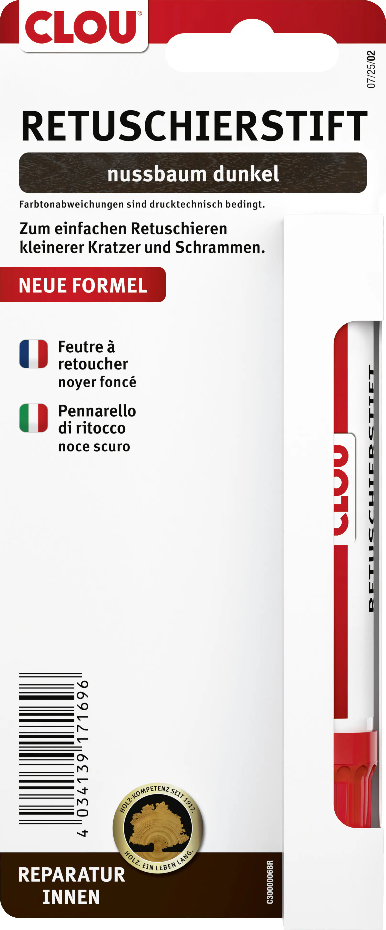Clou Retuschierstift für Holz nussbaum dunkel - 1 Stück
