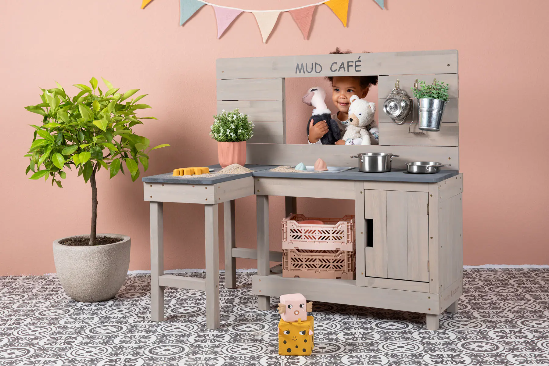 Muddy Buddy Matschküche Coffee Corner warmgrau 100 x 60 x 95 cm