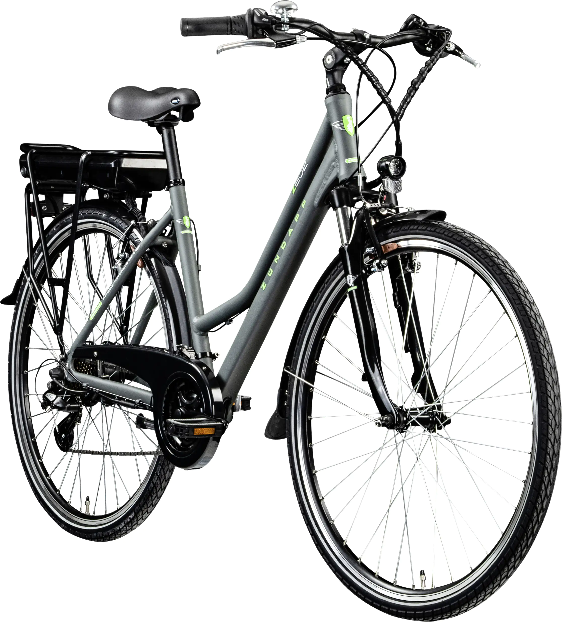 Zündapp E-Bike Trekking Z802 Damen 28 Zoll RH 48cm 21-Gang 374 Wh grau grün Zündapp E-Bike Trekking Z802 Damen 28 Zoll RH 48cm 21-Gang 374 Wh grau grün