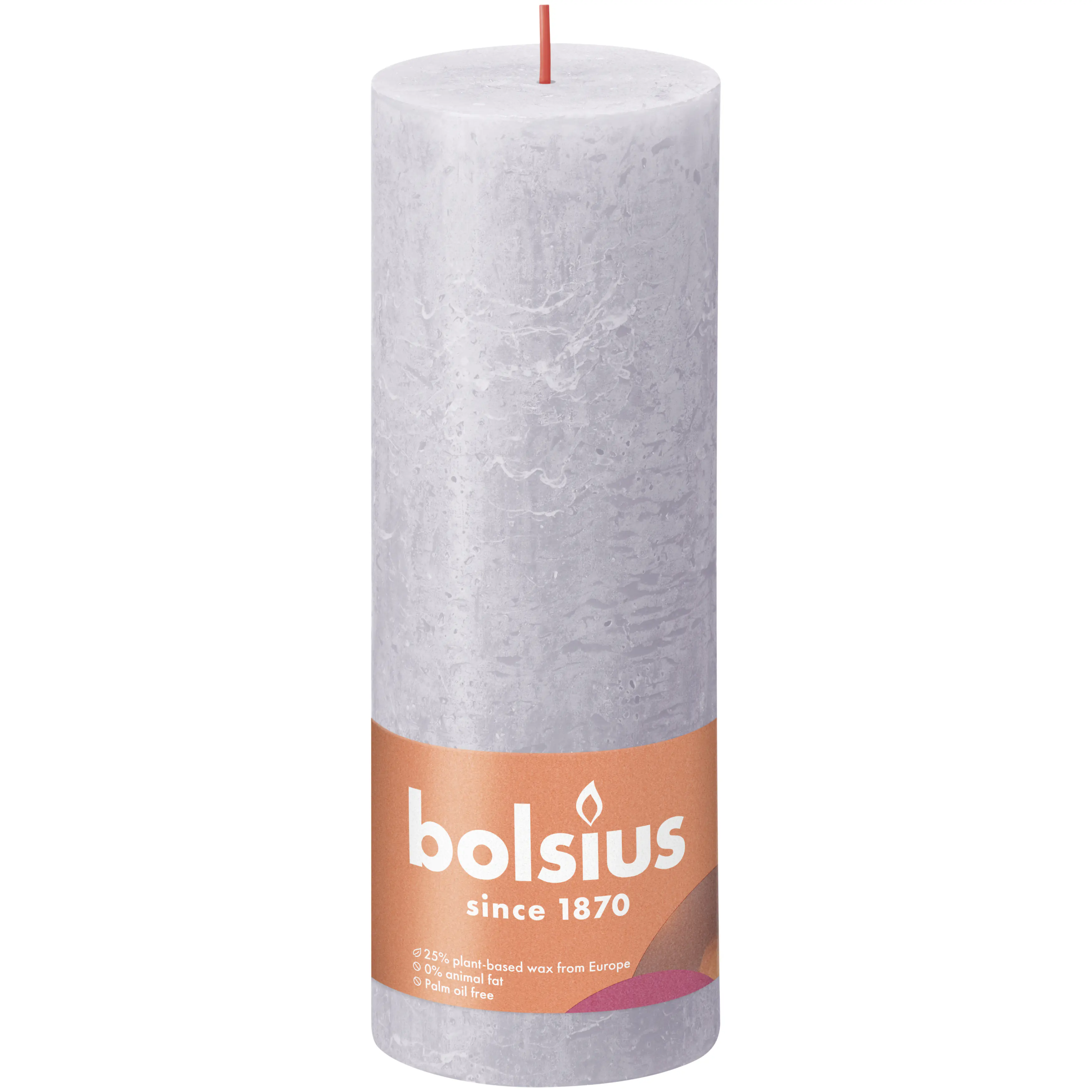 Bolsius Rustik Stumpenkerze gefrorener lavendel, Höhe: 19 cm, Ø 6,8 cm