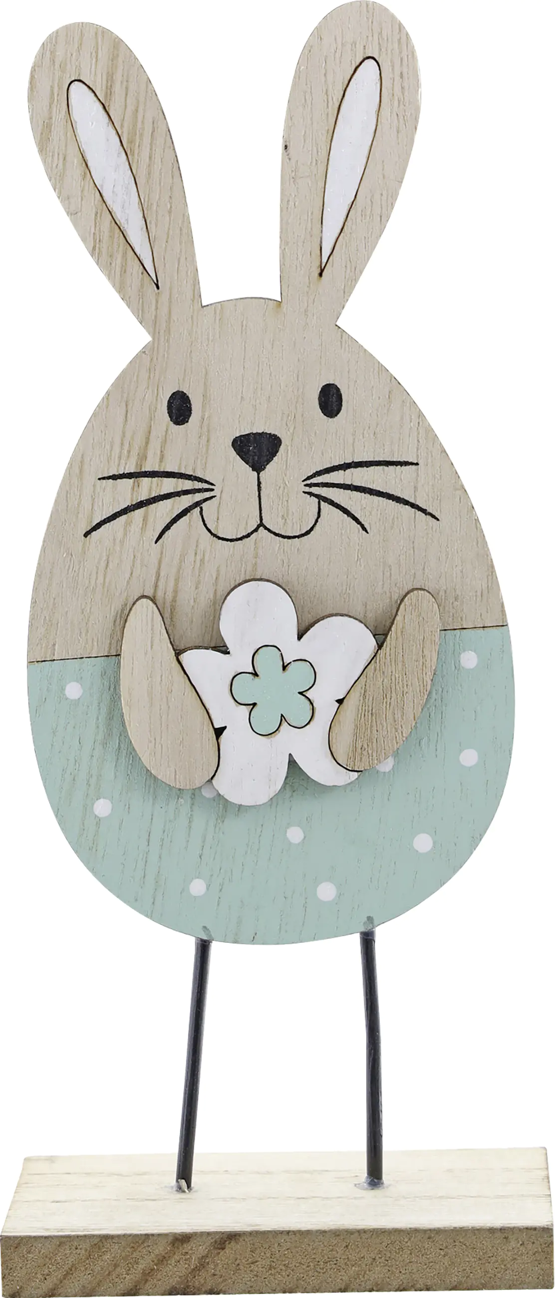 Dekoaufsteller Osterhase Holz 18,5 x 8 cm mint