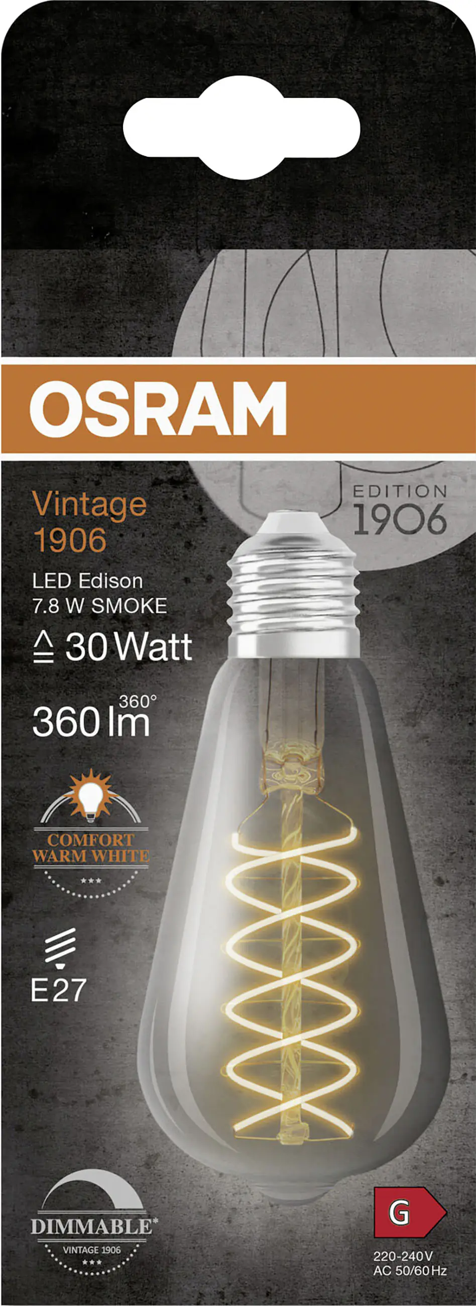 Osram LED Leuchtmittel Edison E27 7,8 W warmweiß rauch