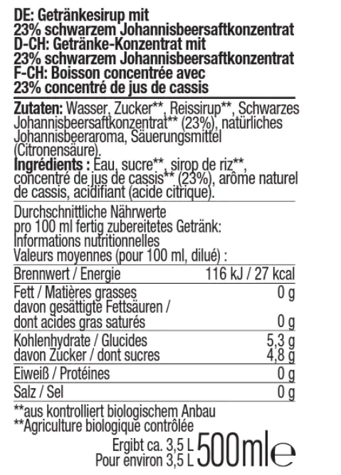 Sodastream Bio Sirup Cassis 500 ml Sodastream Bio Sirup Cassis 500 ml