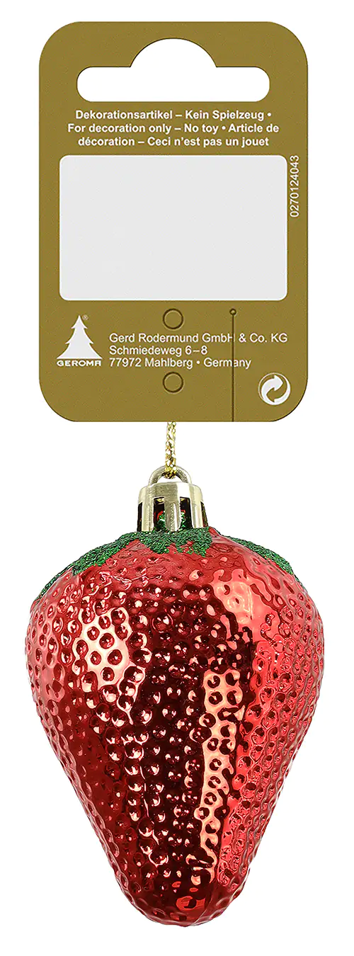 Weihnachtsanhänger Erdbeere rot aus Kunststoff 6 cm Weihnachtsanhänger Erdbeere rot aus Kunststoff 6 cm