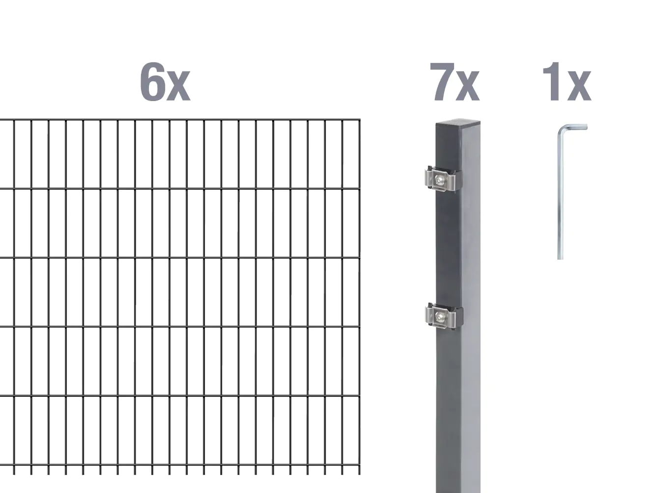 Alberts Doppelstabmatten-Grundset 12 m 200 x 160 cm 6/5/6 anthrazit Alberts Doppelstabmatten-Grundset 12 m 200 x 160 cm 6/5/6 anthrazit
