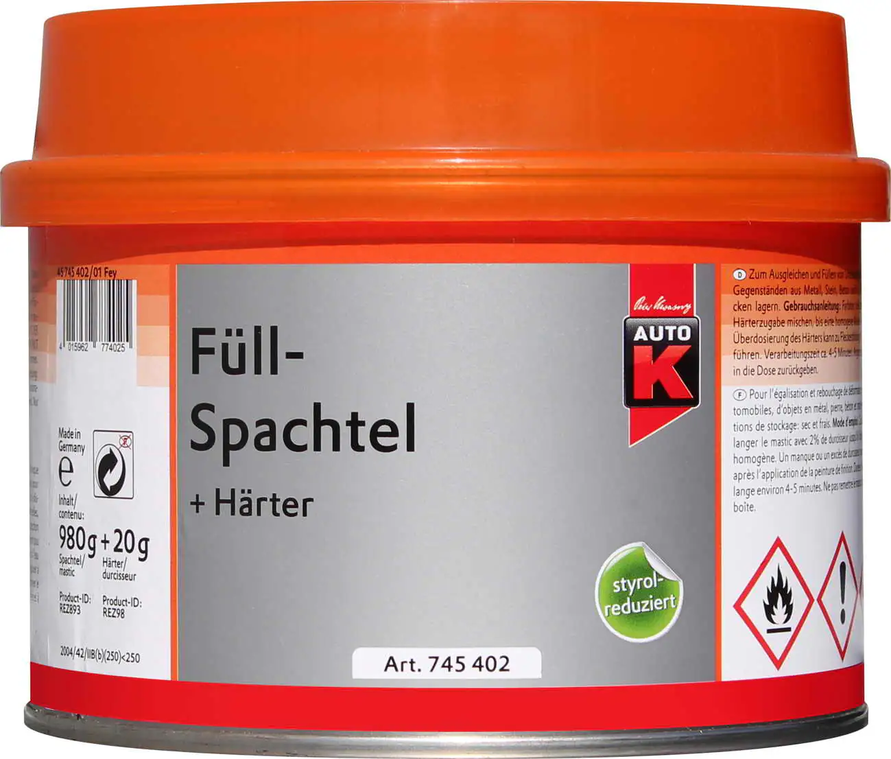 Auto-K Füllspachtel + Härter 1000g