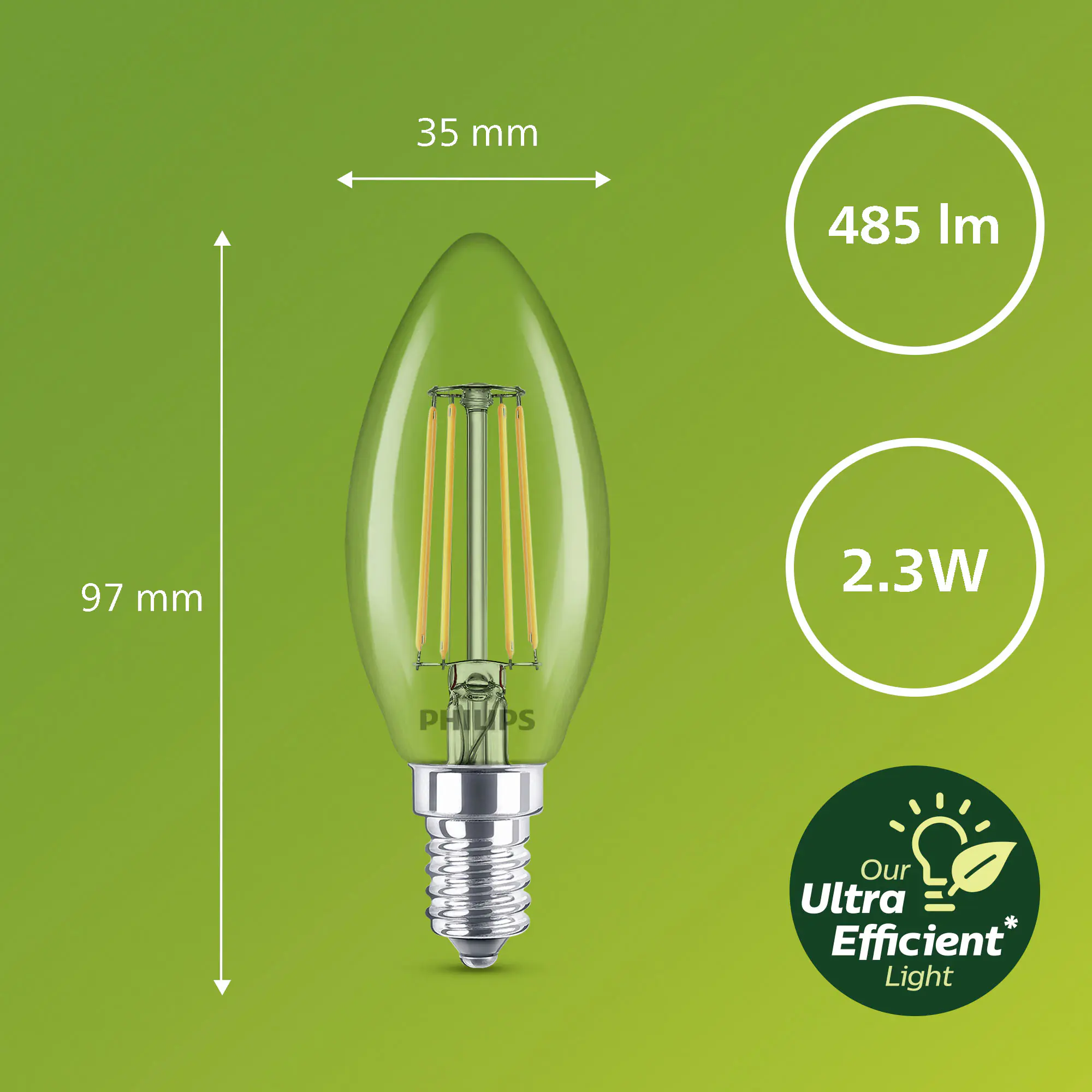 Philips LED Leuchtmittel E14 2,3W 485lm 2700K 