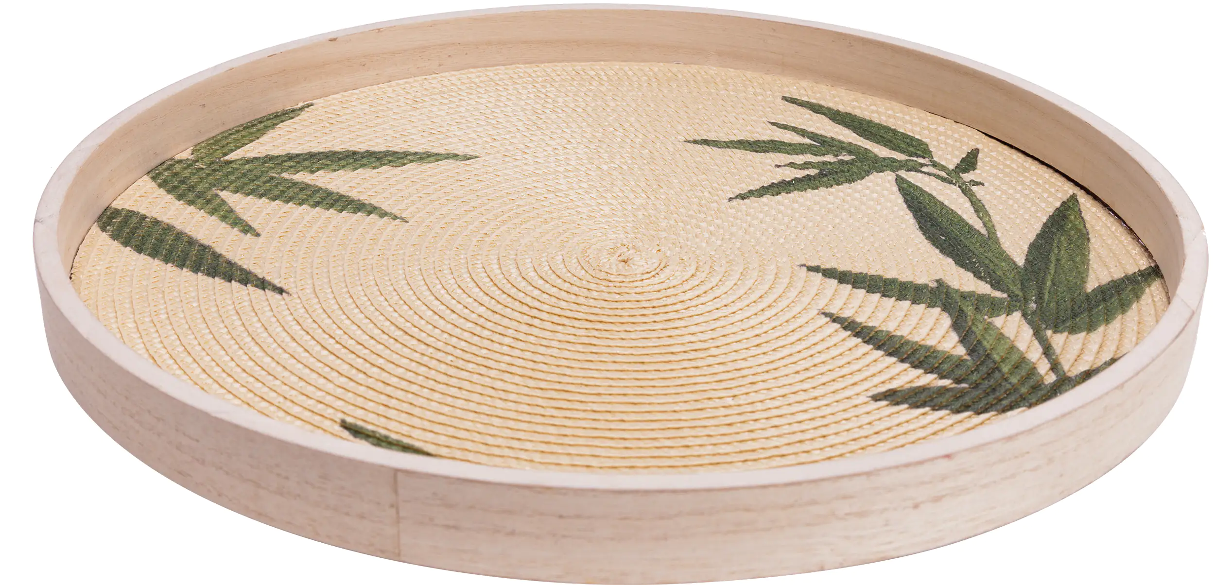 TrendLine Deko Tablett Holz Ø 38 cm natur grün