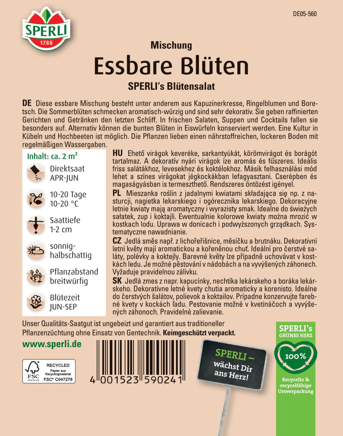 Sperli Essbare Blüten SPERLI's Blütensalat