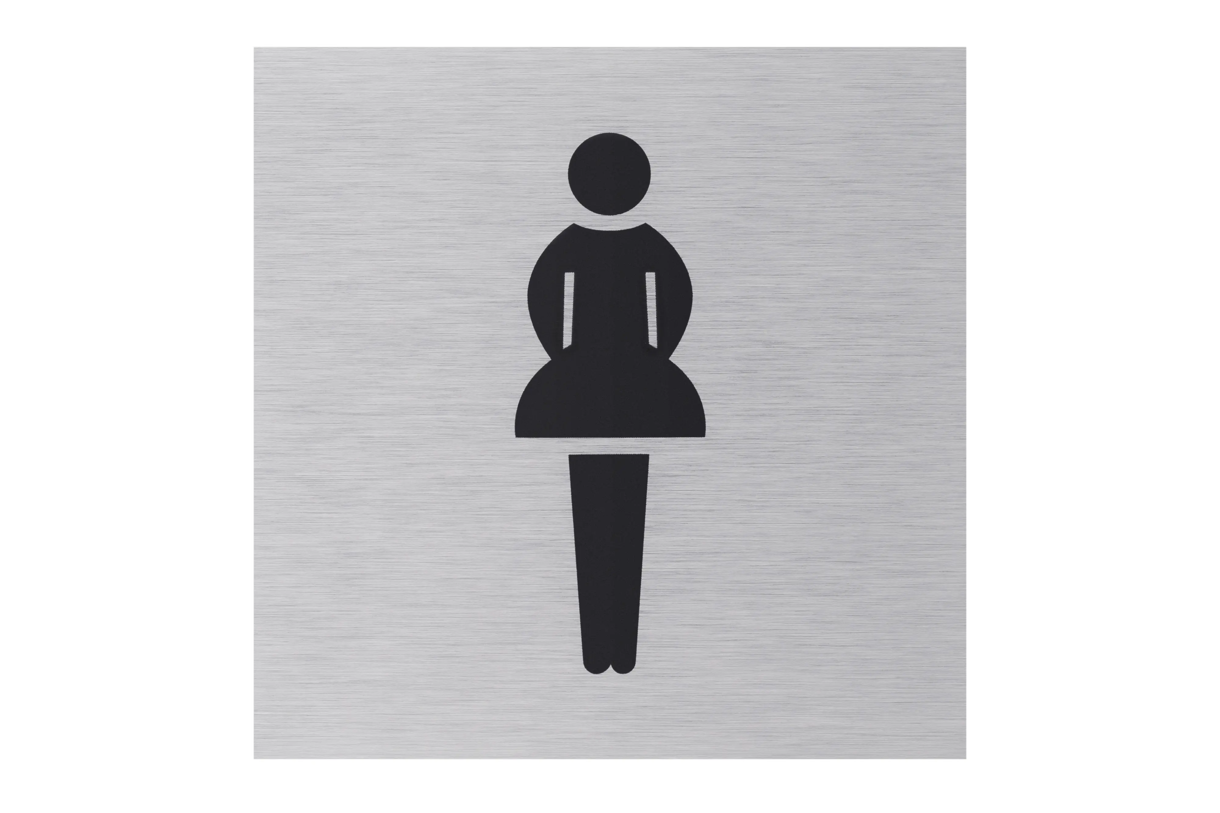 Conmetall Aufkleber WC Damen Aluminium 8 x 8 cm edelstahl-optik