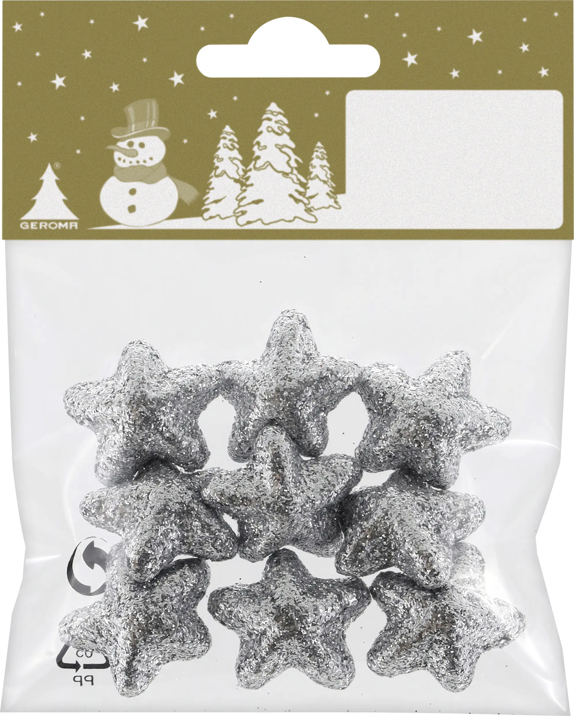 Weihnachtsdeko Stern aus Kunststoff 3 cm silber - 9 Stück