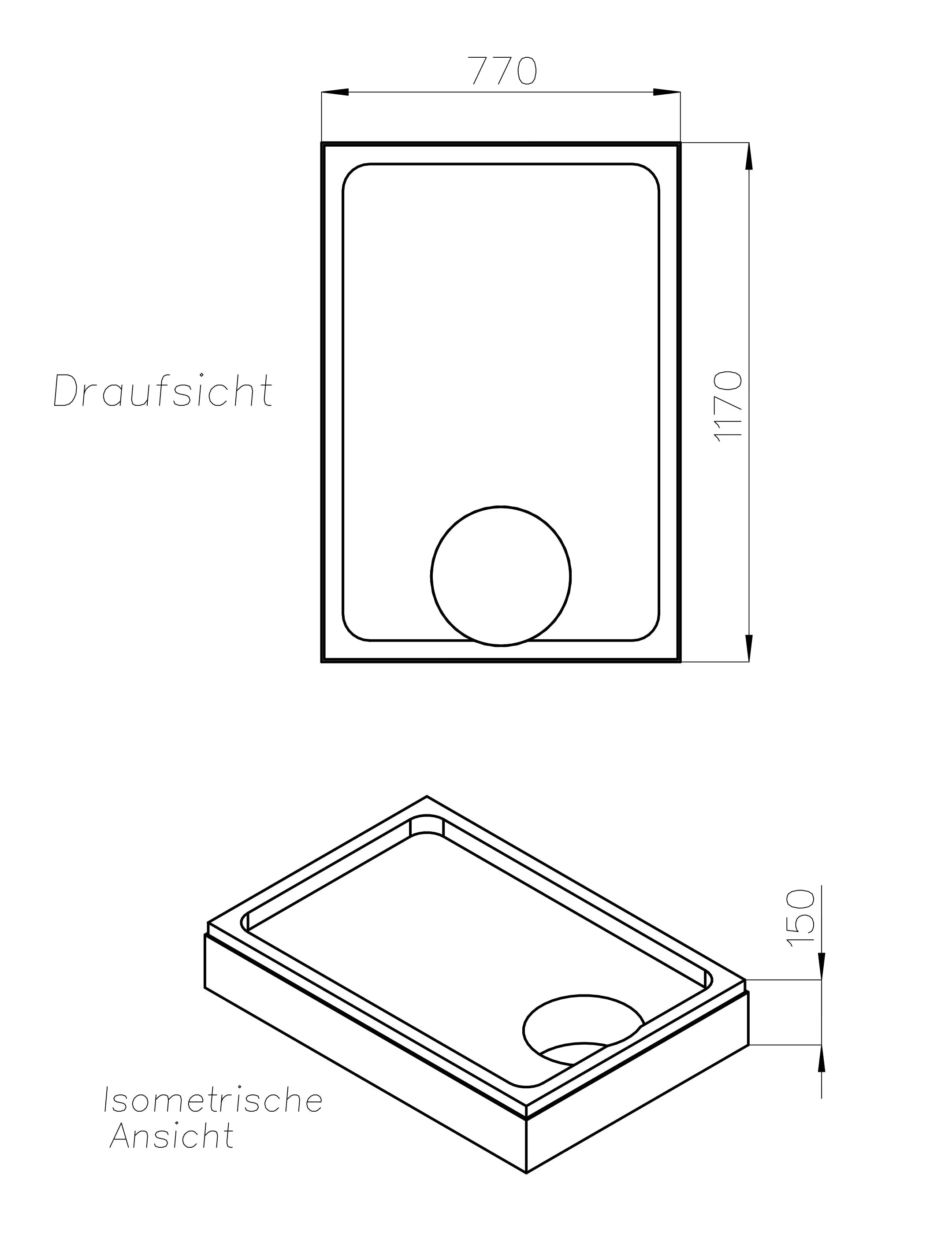 Ottofond Wannenträger Plateau 1170 x 770 mm