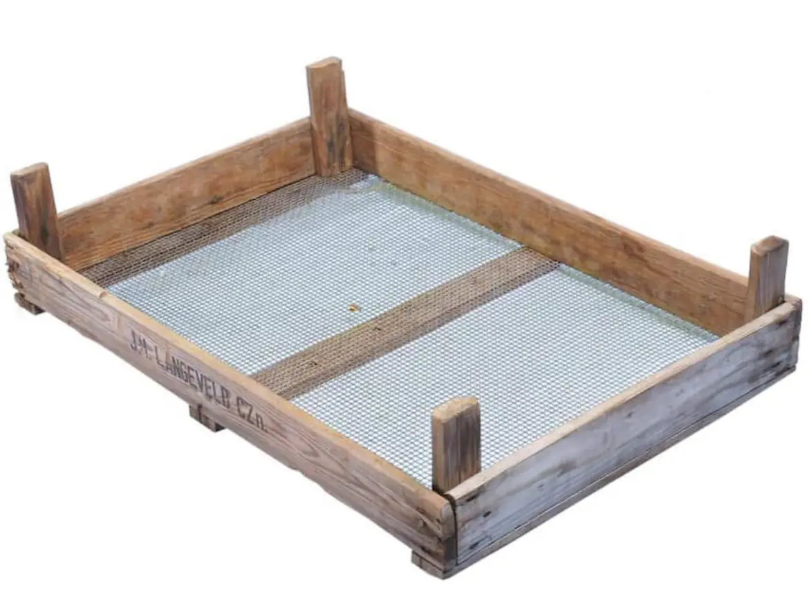 Flamingo Blumenzwiebelkiste Vintage Holz mit Metallgitterboden 70 x 50 x 13 cm braun