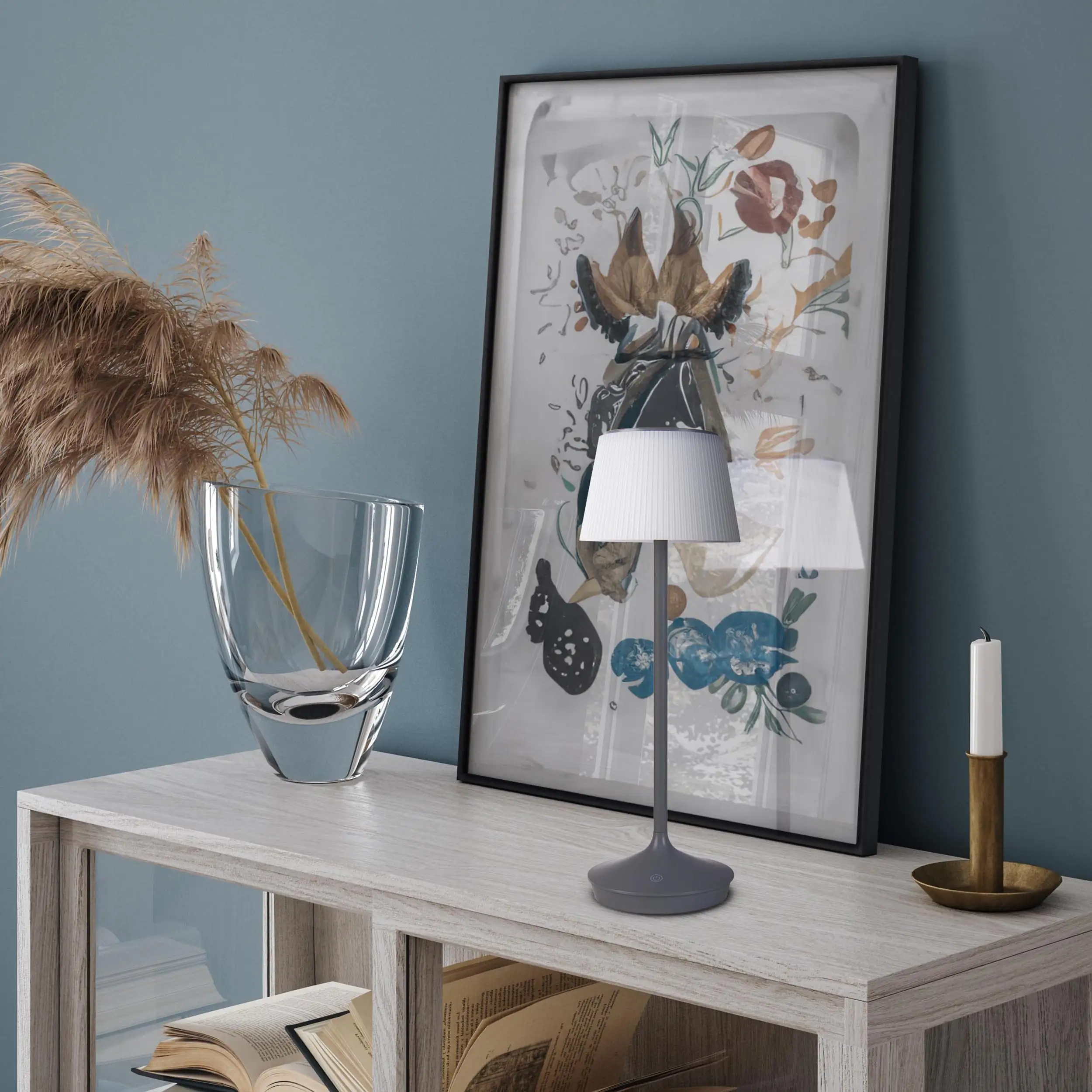 Light & More Solar-Tischleuchte Emmi grau 38 x 13 cm Light & More Solar-Tischleuchte Emmi grau 38 x 13 cm