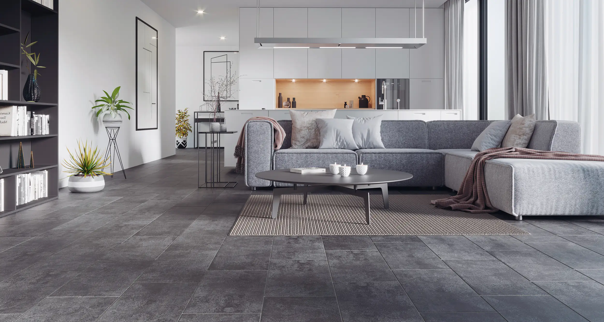 Bodenfliese Feinsteinzeug Ashland 30 x 60 cm anthrazit