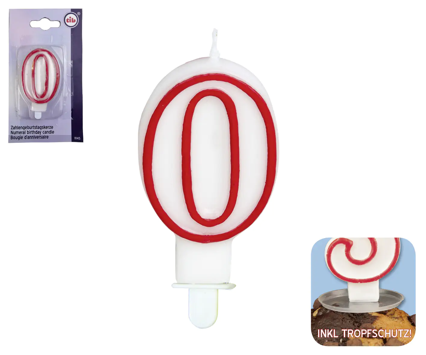 TIB Heyne Zahlengeburtstagskerze Zahl 0 1 Stück