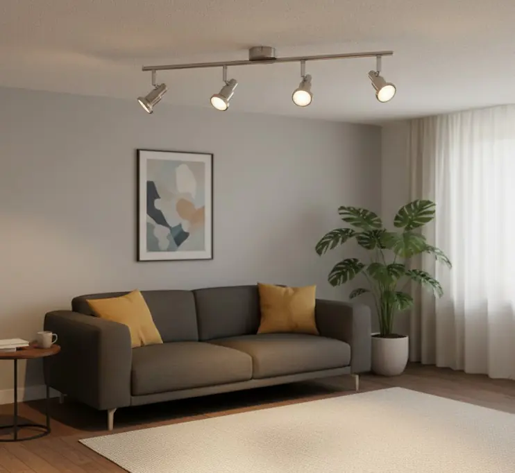 Mylight LED Deckenstrahler 4er Spot 67,5 x 16,2 cm warmweiß nickel