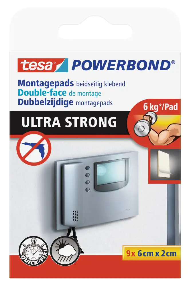 tesa doppelseitiges Montagepads Ultra Strong 6 x 2 cm