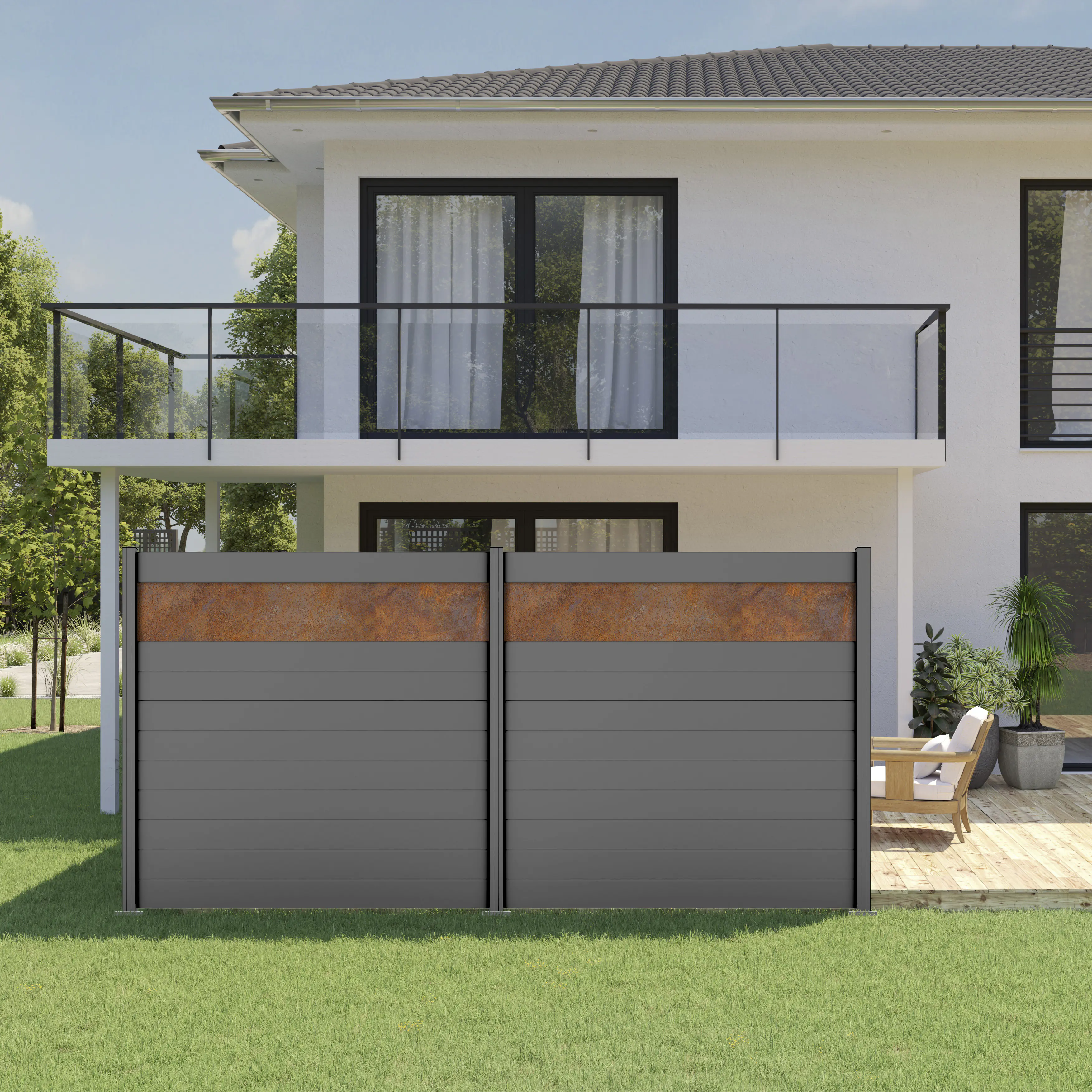 Ambiente Alu-Zaun Erweiterungsset Paneel 150 grau 187 x 184,2 cm  