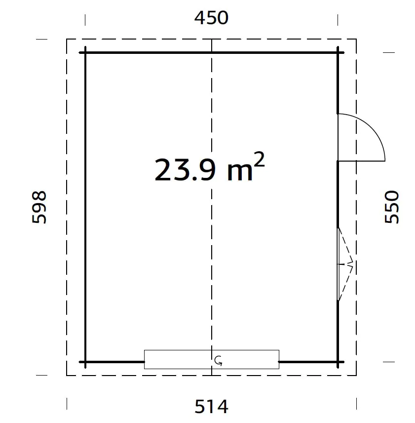 Palmako Fertiggarage Roger 450 x 550 cm mit Sektionaltor naturbelassen